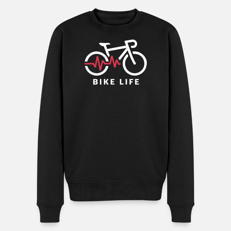 Fahrradleben Herzschlag Illustration - Männer Premium Bio Pullover - Schwarz