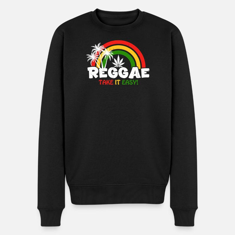 Reggae Vibe Regenbogen mit Cannabis-Motiv - Männer Premium Bio Pullover - Schwarz