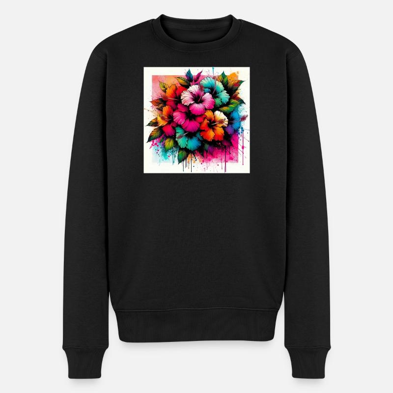 Fleurs d’hibiscus - Pull Premium bio Homme - noir
