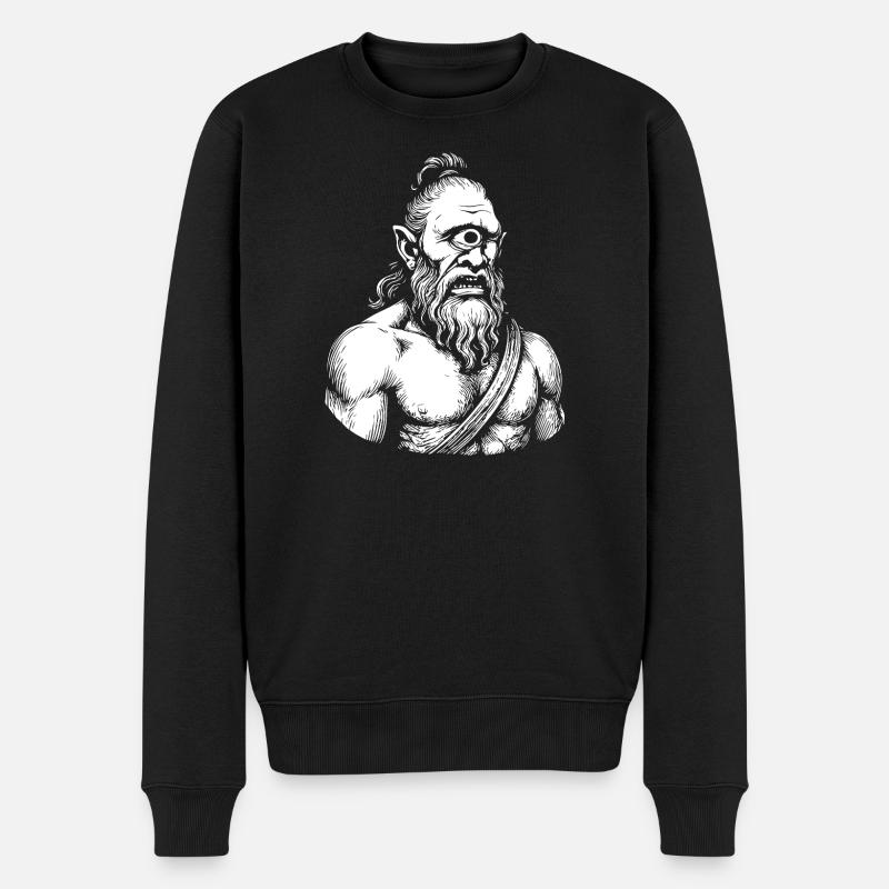 Mythischer Zyklop Krieger Illustration - Männer Premium Bio Pullover - Schwarz