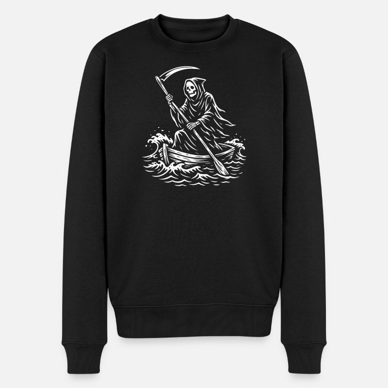 Makabres Sensenmann-Bootsdesign - Männer Premium Bio Pullover - Schwarz