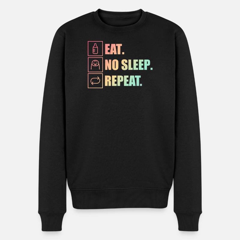 Eat. No Sleep. Repeat. – Elternmodus aktiv - Männer Premium Bio Pullover - Schwarz
