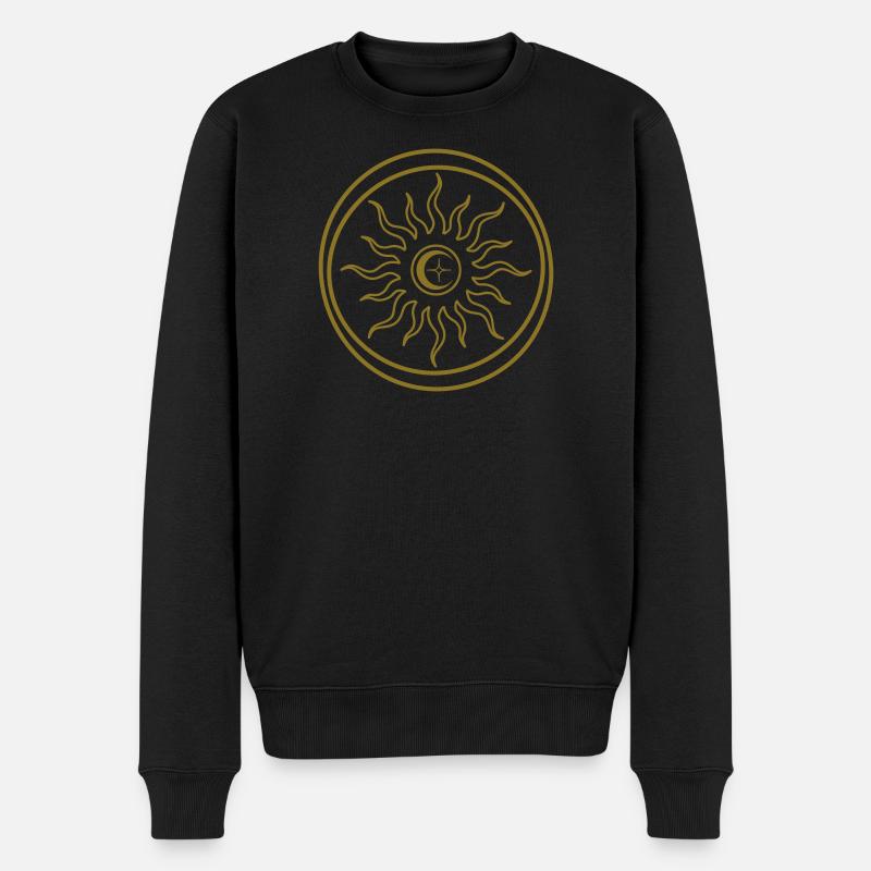 Himmlische Mystik, Sonne und Mond 3 - Männer Premium Bio Pullover - Schwarz