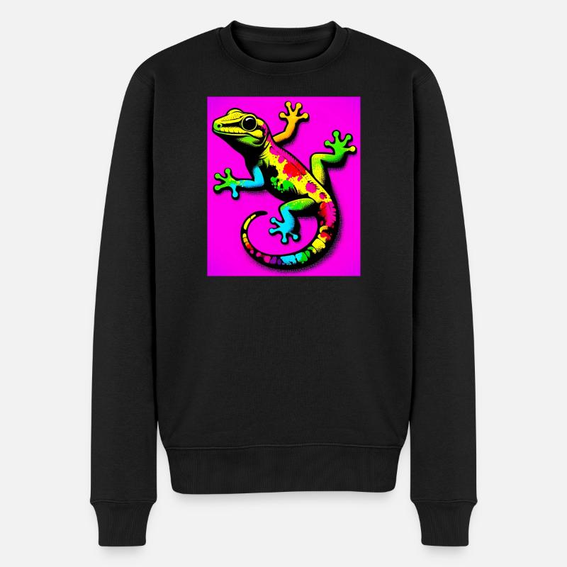 Gecko - Männer Premium Bio Pullover - Schwarz