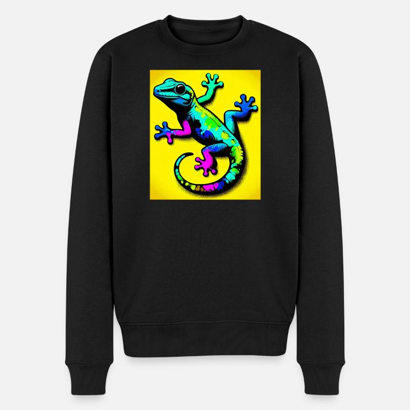 Gecko - Männer Premium Bio Pullover - Schwarz