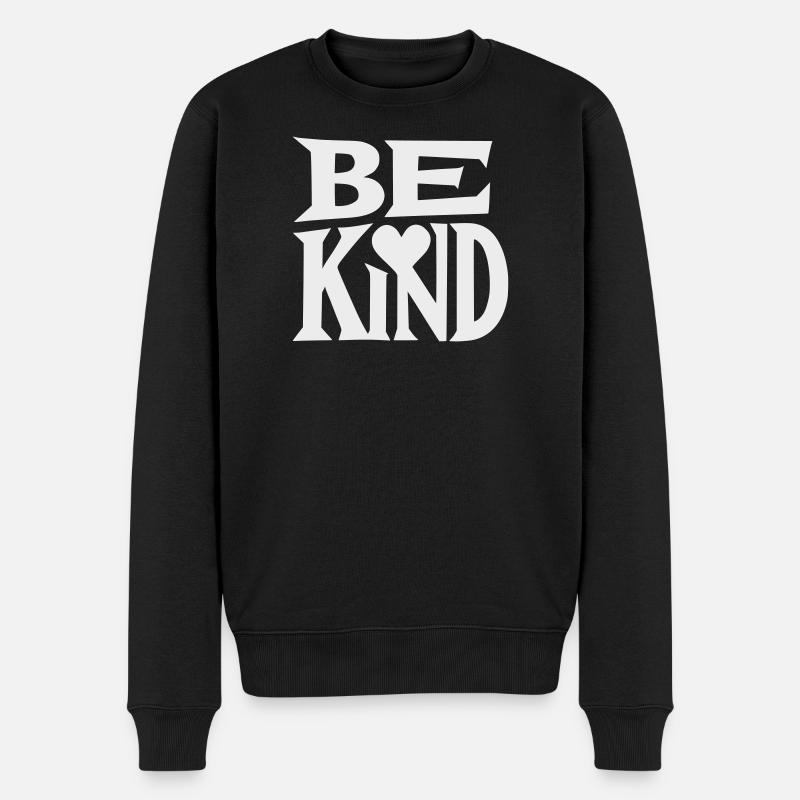 Slogan Be kind with heart - Pull Premium bio Homme - noir
