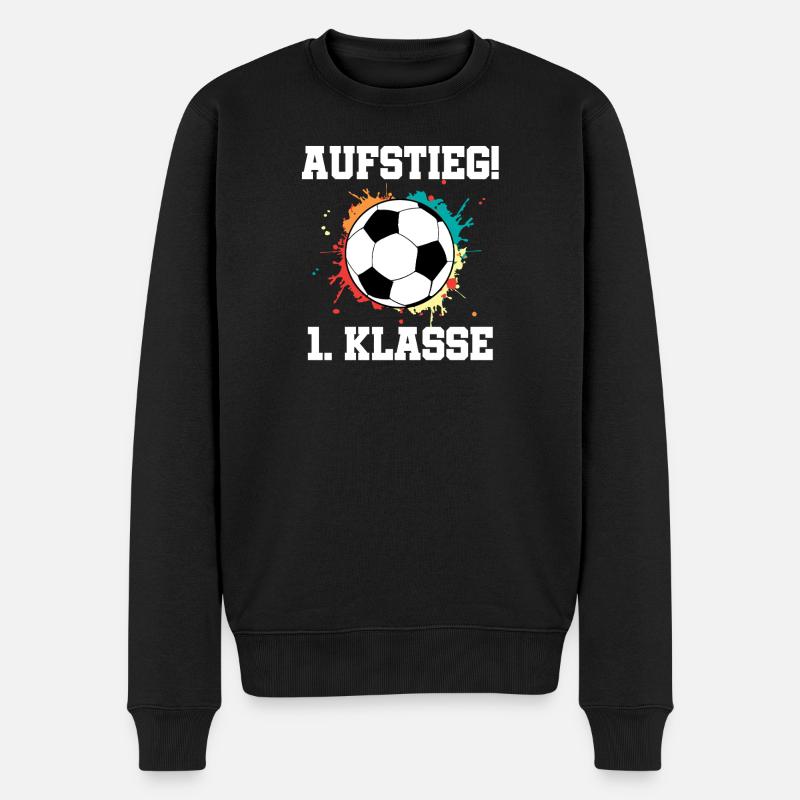 Aufstieg 1. Klasse Fußballdesign - Männer Premium Bio Pullover - Schwarz