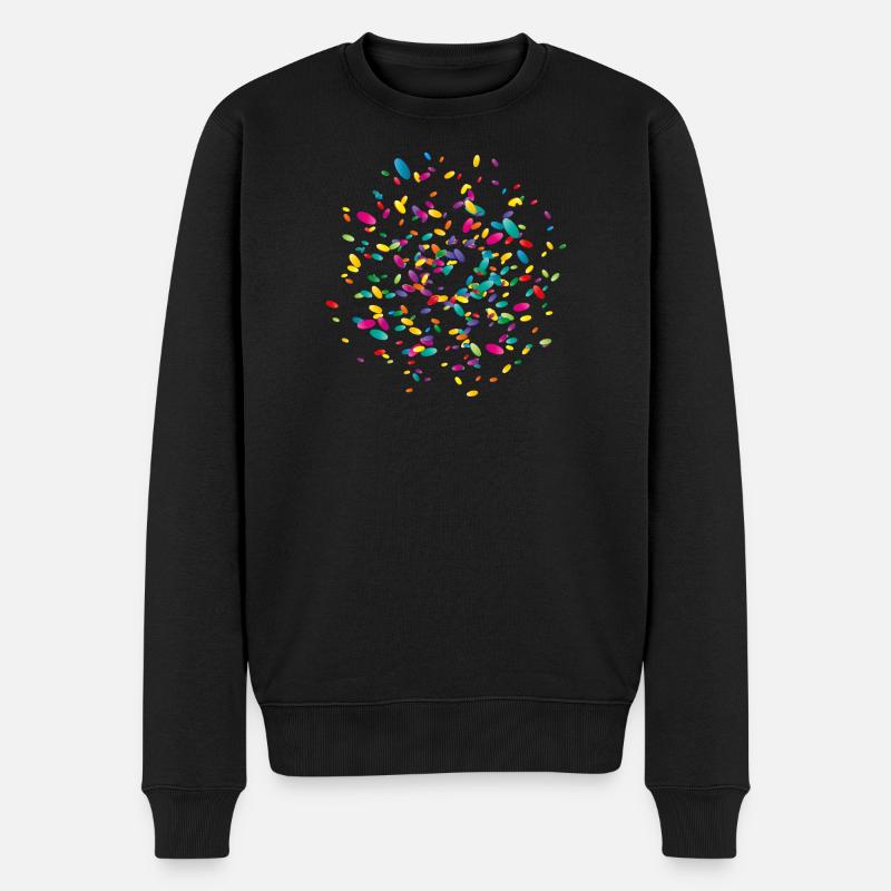 Wirbelndes buntes Konfetti - Männer Premium Bio Pullover - Schwarz