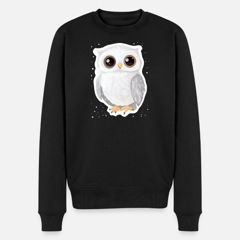 Eule - Männer Premium Bio Pullover - Schwarz