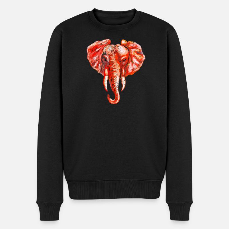 Elefant - Männer Premium Bio Pullover - Schwarz