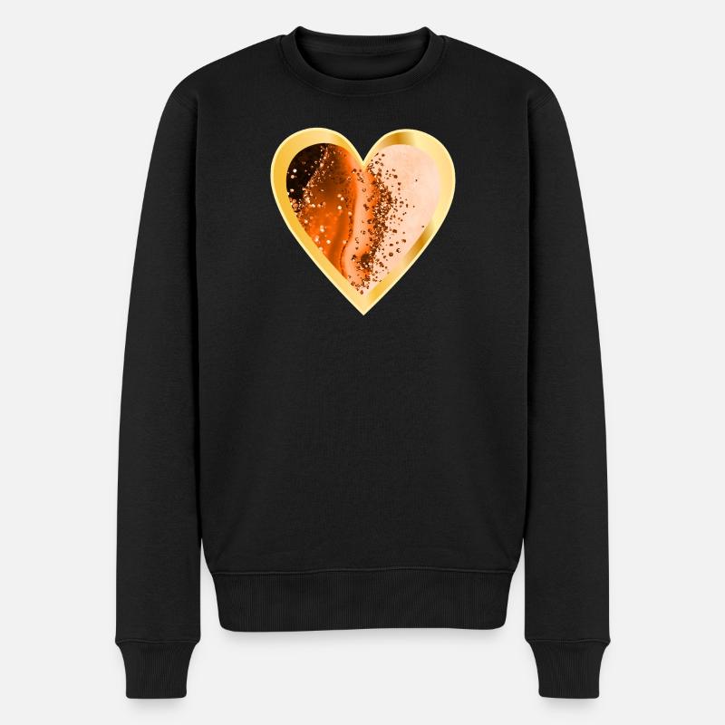HERZ LIEBE ORANGE - Männer Premium Bio Pullover - Schwarz