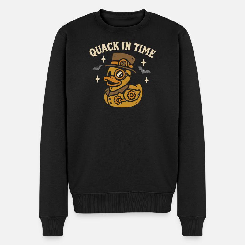 Vintage Steampunk Badeente & lustiger Spruch Motiv - Männer Premium Bio Pullover - Schwarz