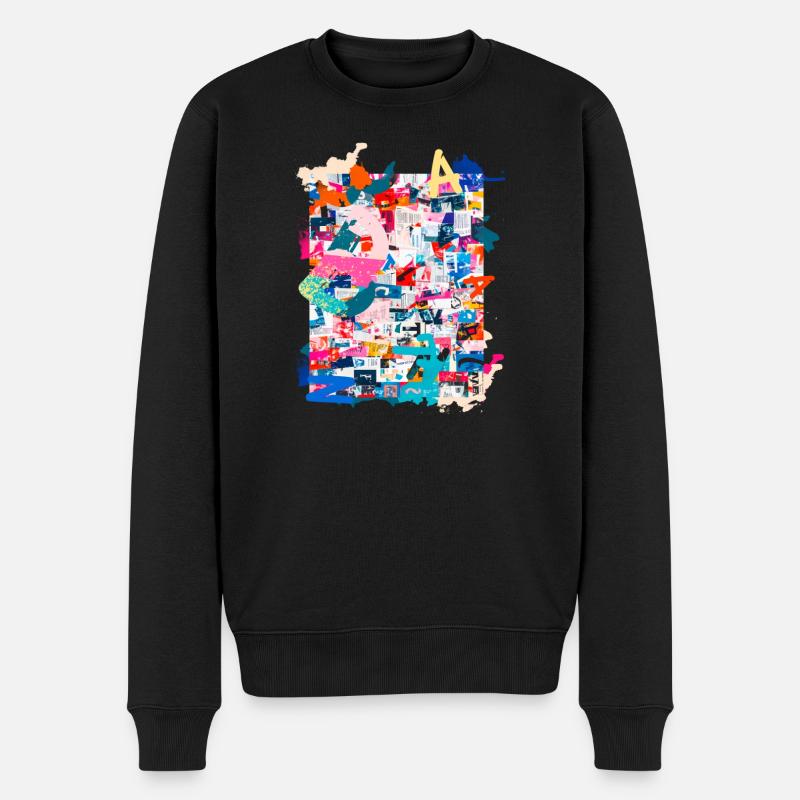 Muster ,Pop Art , Art,Collage, kunst,zeitung, typo - Männer Premium Bio Pullover - Schwarz