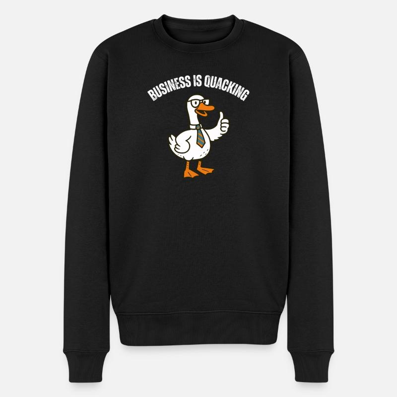 Quackende Business-Ente - Männer Premium Bio Pullover - Schwarz