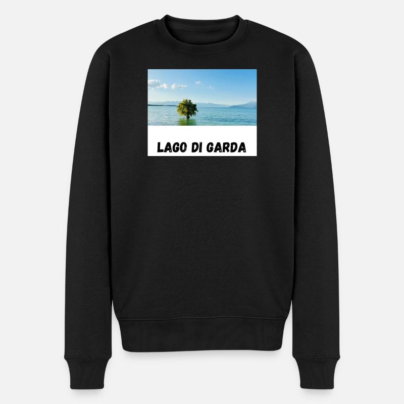 Lago di Garda Design mit Baum im Wasser - Männer Premium Bio Pullover - Schwarz