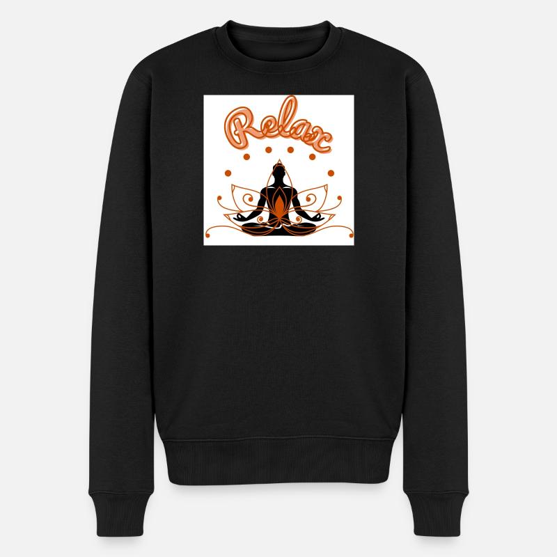 Entspannende Lotus-Achtsamkeits-Design - Männer Premium Bio Pullover - Schwarz