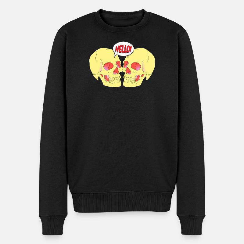 Crânes parlants drôles - Creepy Hello Design - Pull Premium bio Homme - noir
