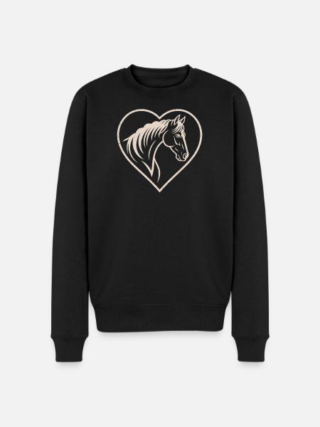 Silhouette de cœur et de cheval - Pull Premium bio Homme - noir