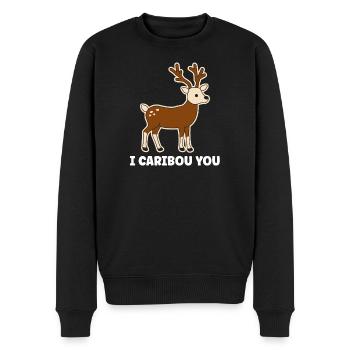 Renard Festif avec Phrase Amusante - Pull Premium bio Homme - noir - Devant - Nico (187cm)