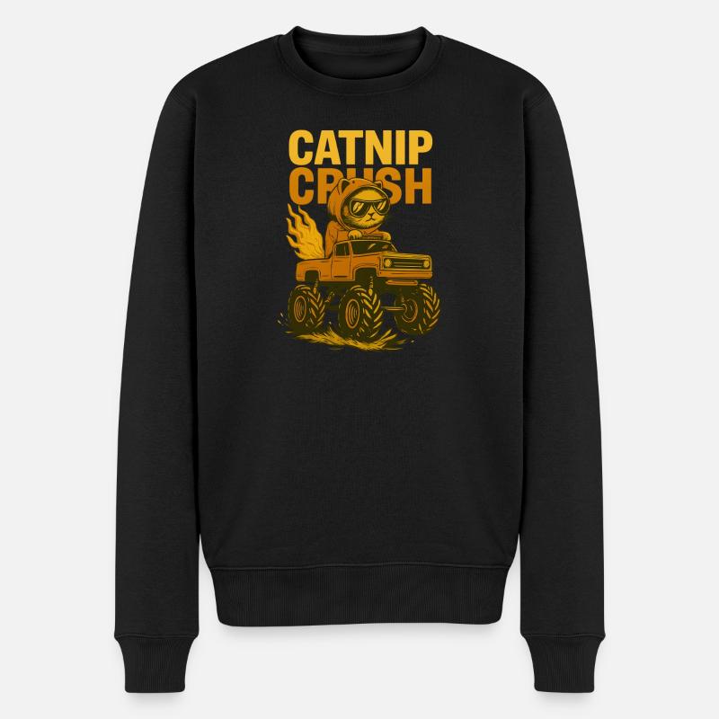 Monstertruck Katze - Männer Premium Bio Pullover - Schwarz