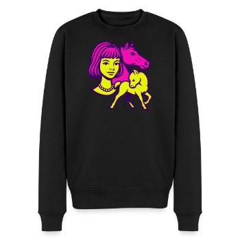 Fille Cheval Pop Art - Pull Premium bio Homme - noir - Devant - Nico (187cm)