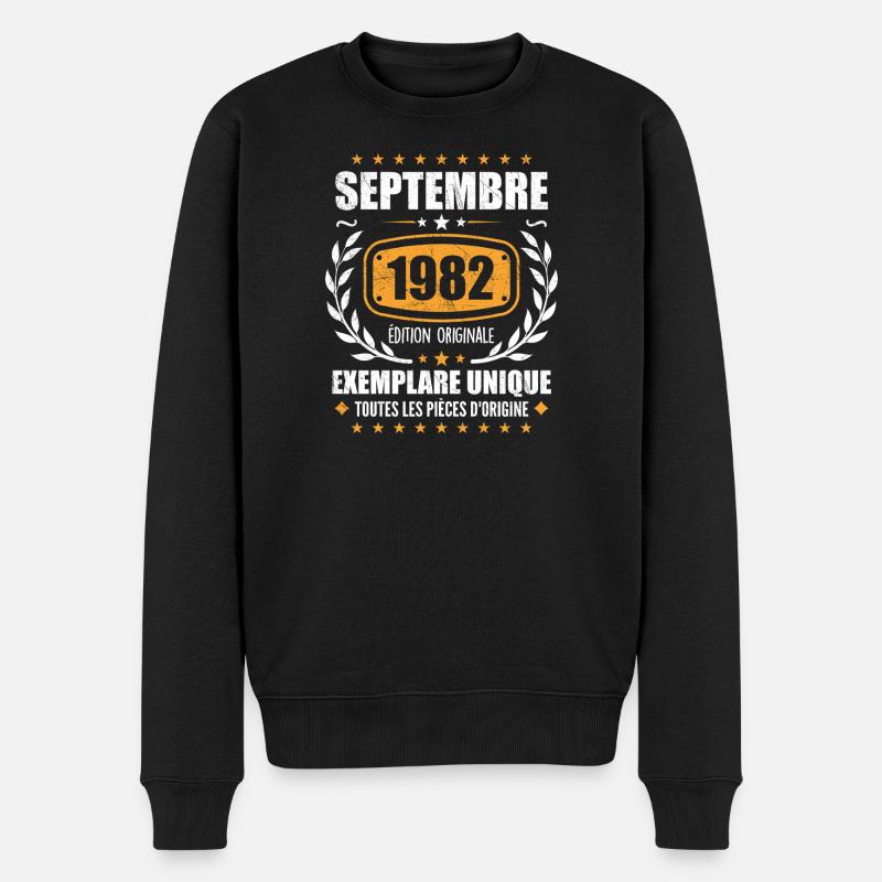 September 1982 Unikat - September 1982 - Männer Premium Bio Pullover - Schwarz