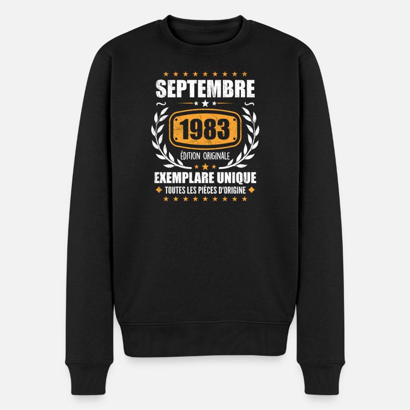 September 1983 Unikat - September 1983 - Männer Premium Bio Pullover - Schwarz