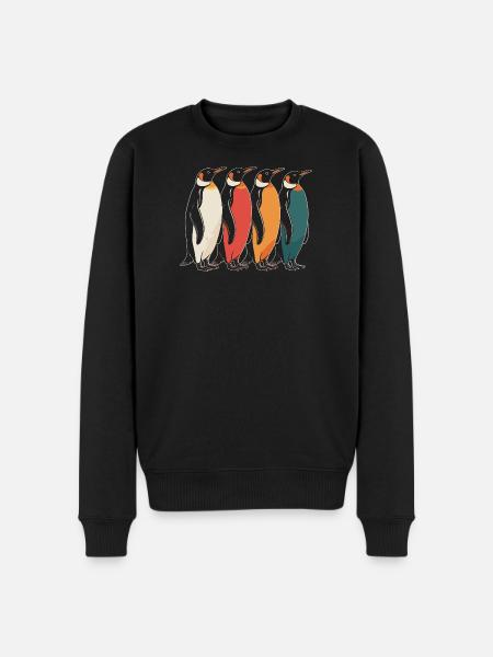 Farbenfrohe Pinguine - Männer Premium Bio Pullover - Schwarz