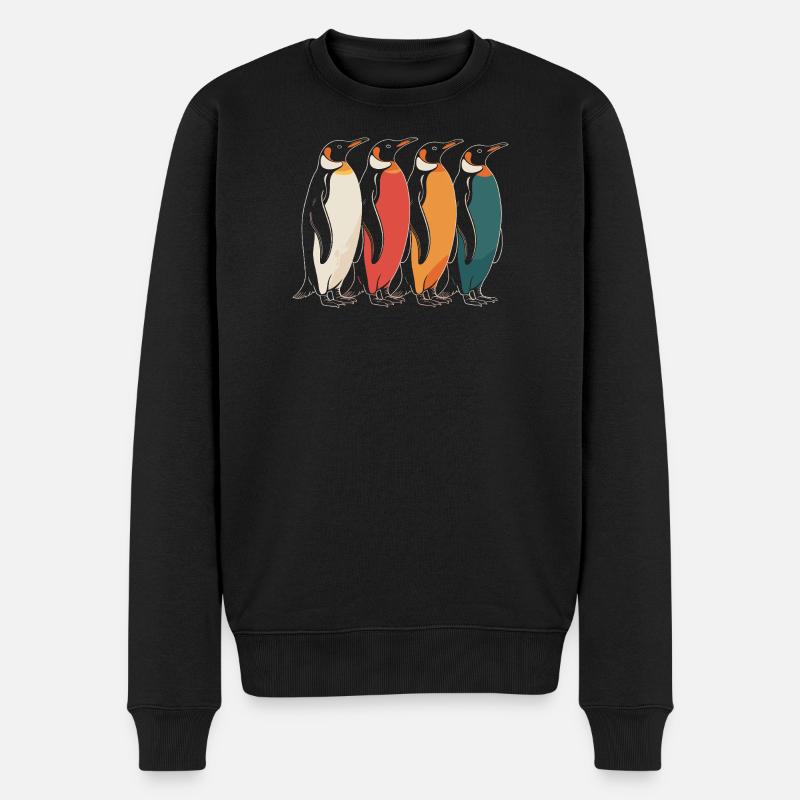 Farbenfrohe Pinguine - Männer Premium Bio Pullover - Schwarz