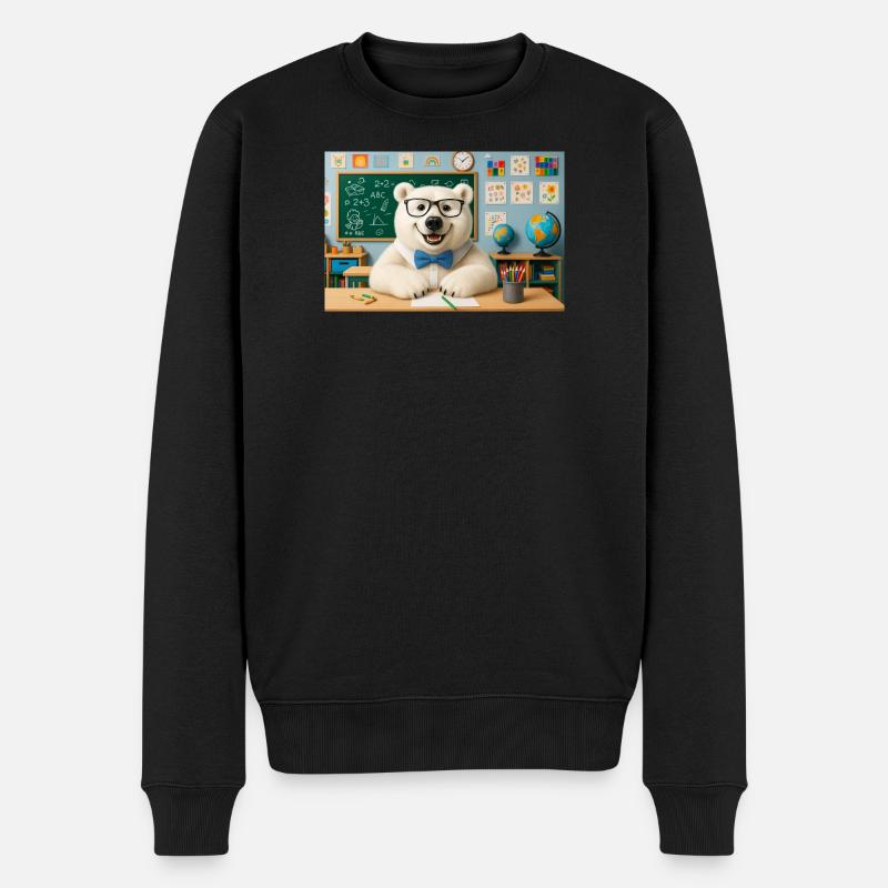 Süßer Bär Wissenschaftler mit Brille - Männer Premium Bio Pullover - Schwarz