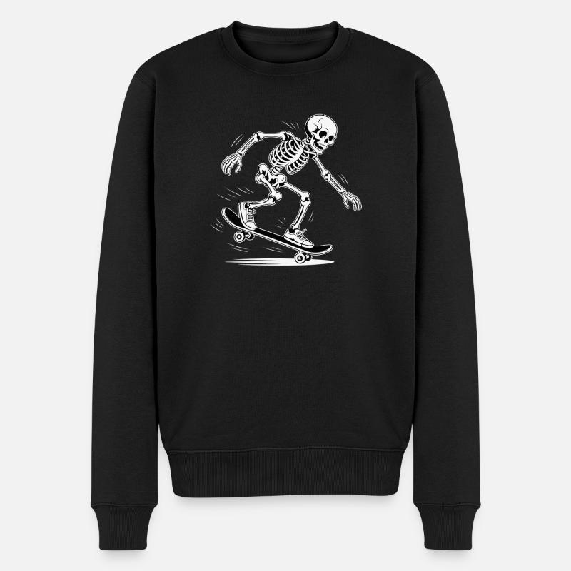 crâne squelette skateboard design - Pull Premium bio Homme - noir
