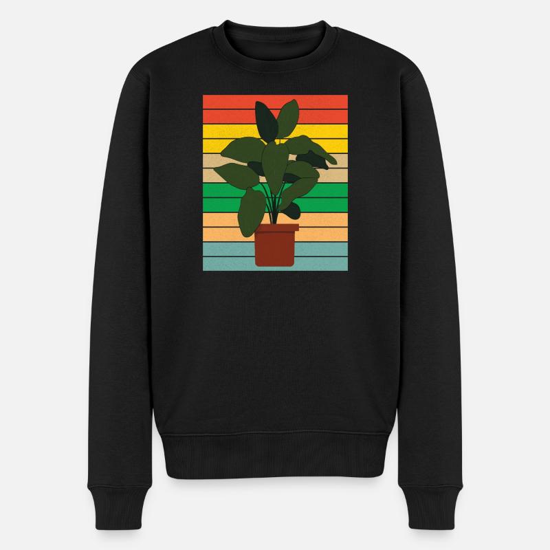 Plante d’intérieur en pot plat retro - Pull Premium bio Homme - noir