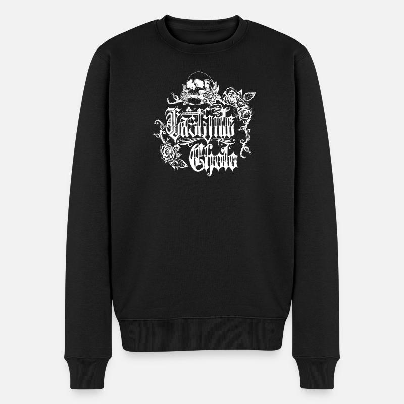 Crâne Rose Design Gothique - Pull Premium bio Homme - noir