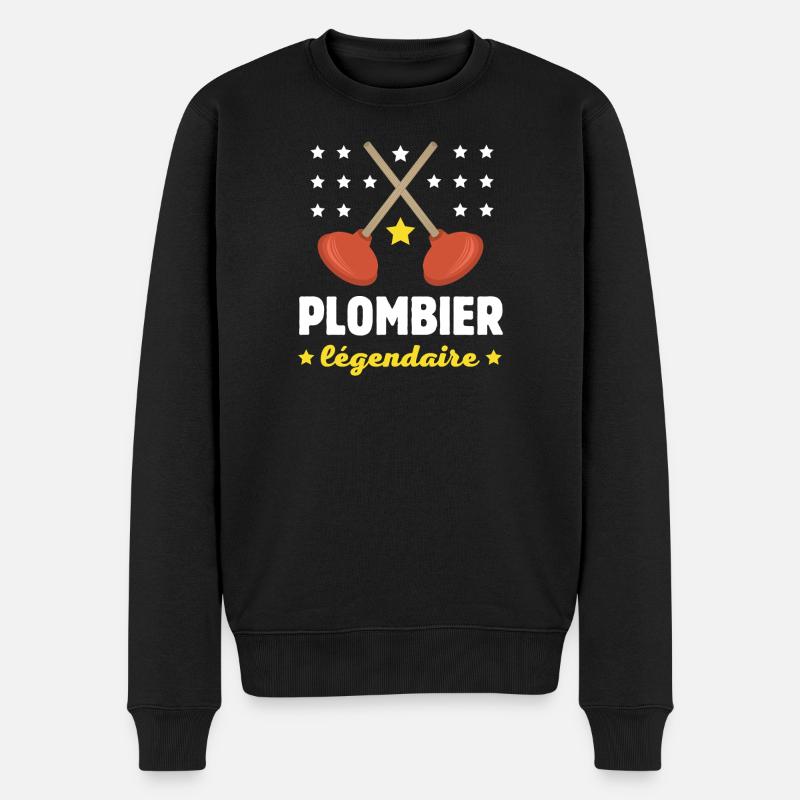LEGENDÄRER KLEMPNER - Männer Premium Bio Pullover - Schwarz