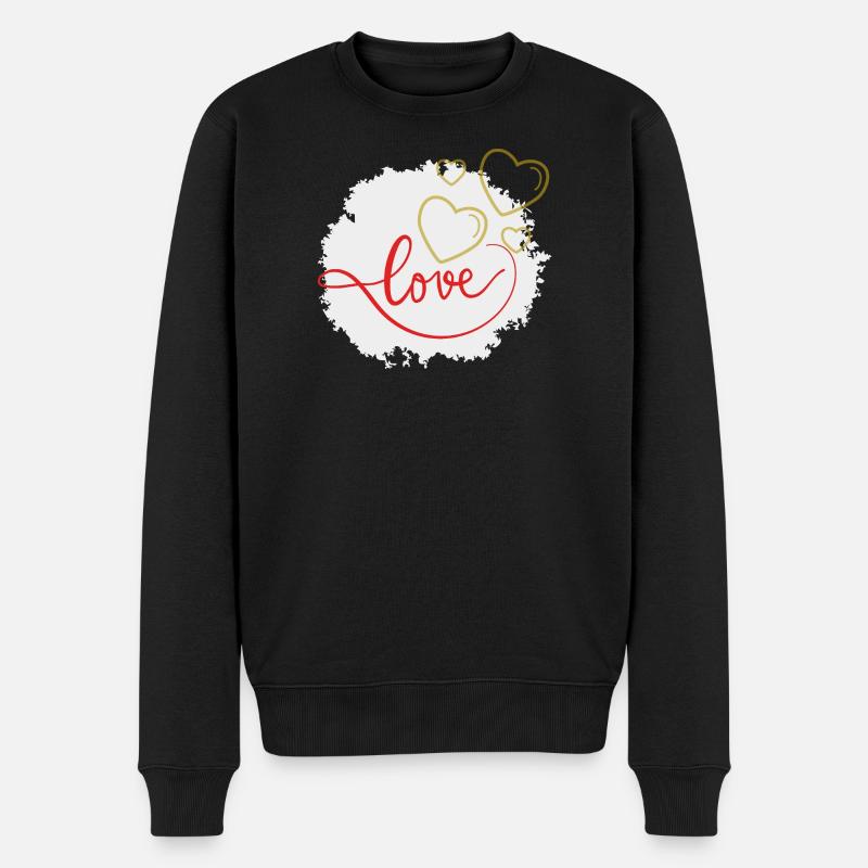 Liebe - Männer Premium Bio Pullover - Schwarz
