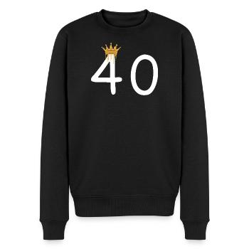 Conception d'anniversaire avec couronne et numéro 40 - Pull Premium bio Homme - noir - Devant - Nico (187cm)