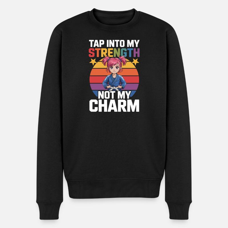 Mädchen im Karateanzug mit Regenbogen-Motiv - Männer Premium Bio Pullover - Schwarz