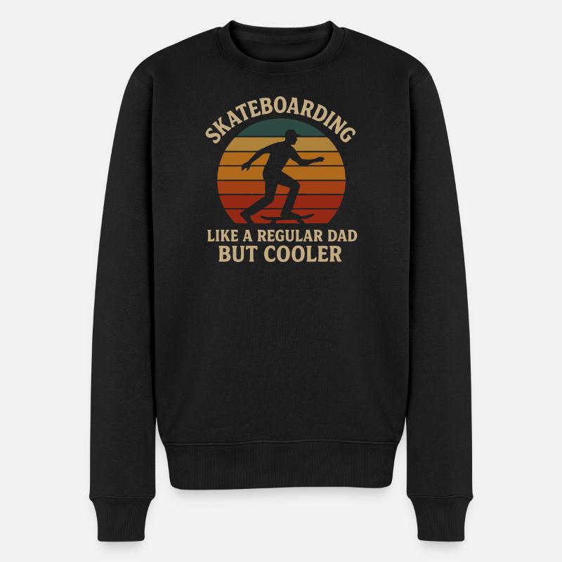 Skateboarding Papa Cooles Retro Design - Männer Premium Bio Pullover - Schwarz