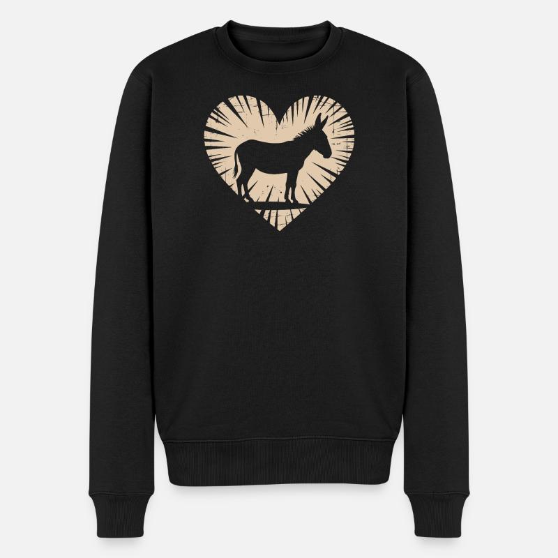 Herz mit Esel Silhouette - Männer Premium Bio Pullover - Schwarz