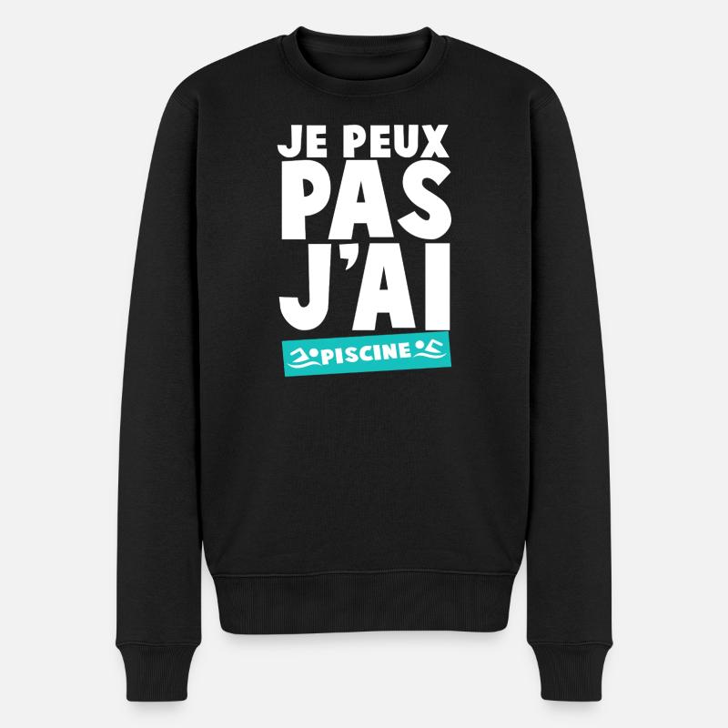 Ich kann nicht schwimmen - Männer Premium Bio Pullover - Schwarz