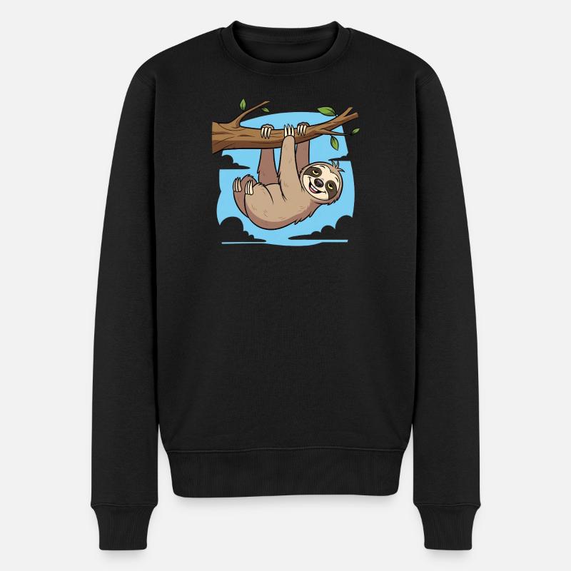 Faultier - Männer Premium Bio Pullover - Schwarz