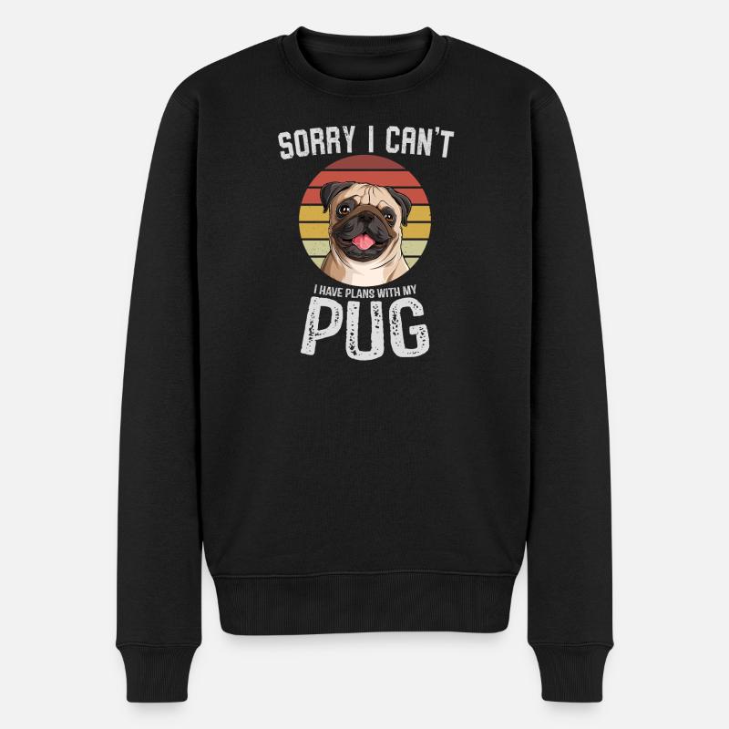 Humorvoller Mops mit Textdesign - Männer Premium Bio Pullover - Schwarz