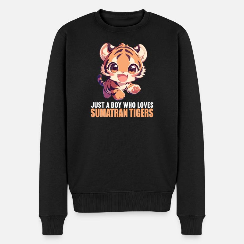 Sumatra-Tiger - Männer Premium Bio Pullover - Schwarz
