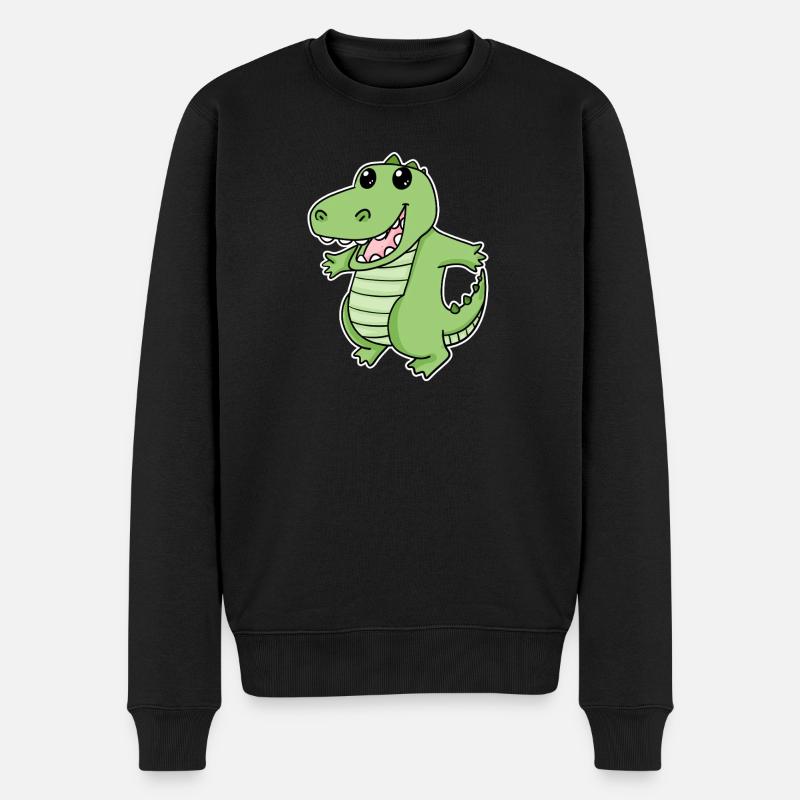 Verspieltes Krokodil Cartoon Design - Männer Premium Bio Pullover - Schwarz