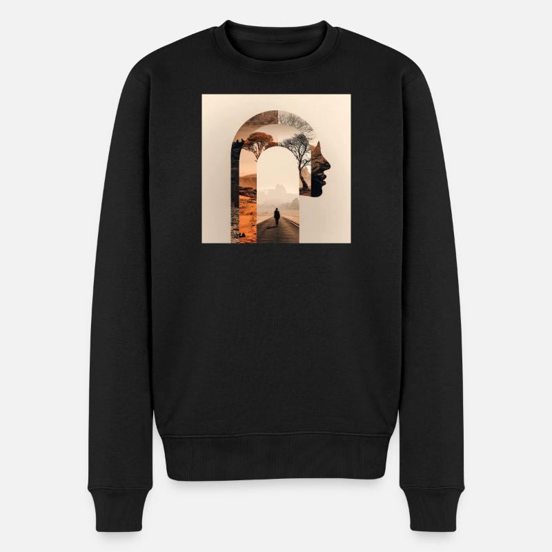 Voyage introspectif avec silhouette nature - Pull Premium bio Homme - noir