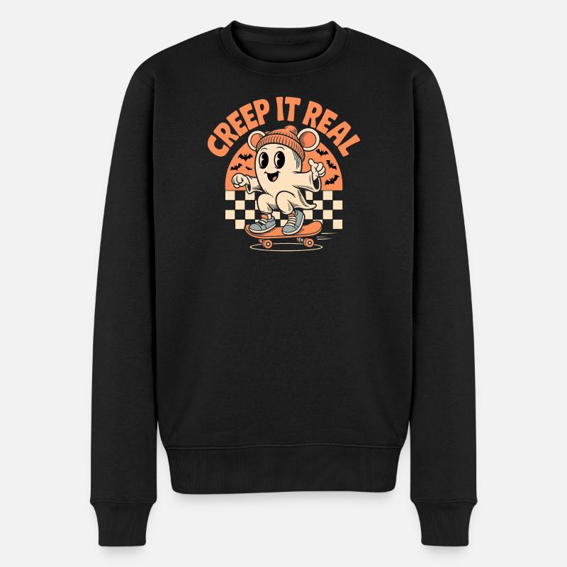 Creep It Real Ghost Skateboard - Männer Premium Bio Pullover - Schwarz