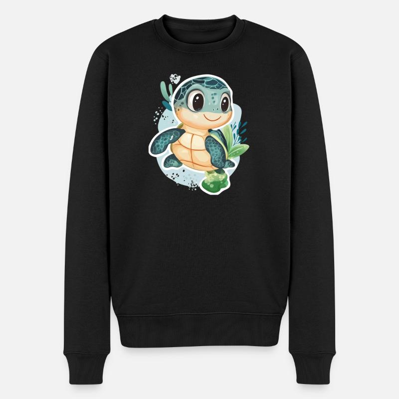 Schildkröte - Männer Premium Bio Pullover - Schwarz