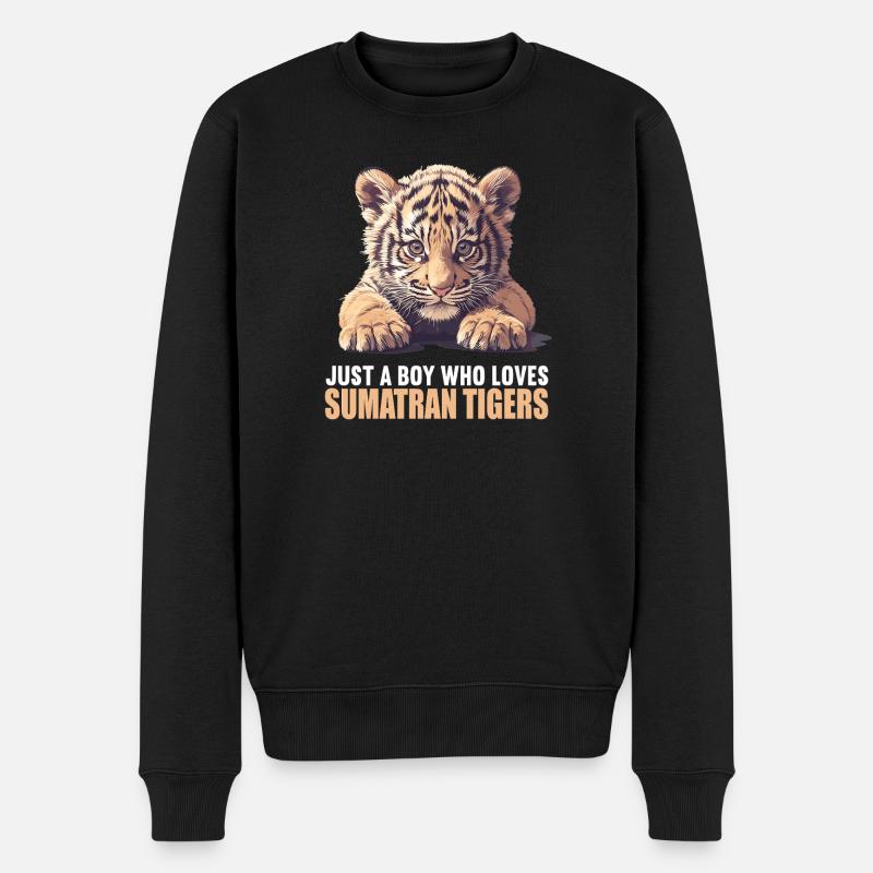 Sumatra-Tiger - Männer Premium Bio Pullover - Schwarz