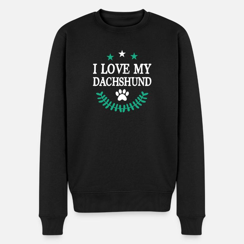 DACHSHUND - Männer Premium Bio Pullover - Schwarz