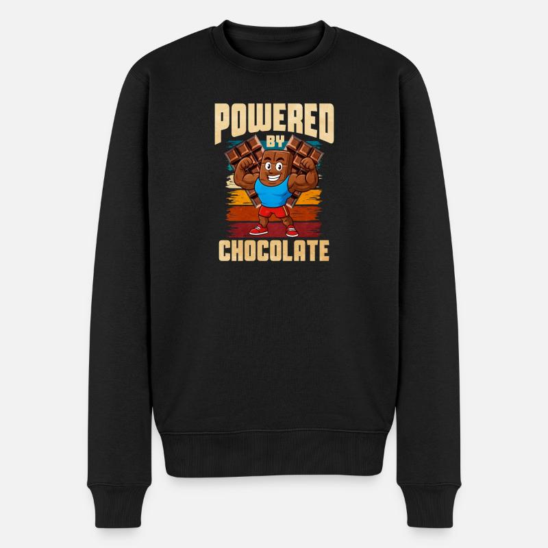 Kraftvoller Schokoriegel-Motiv - Männer Premium Bio Pullover - Schwarz